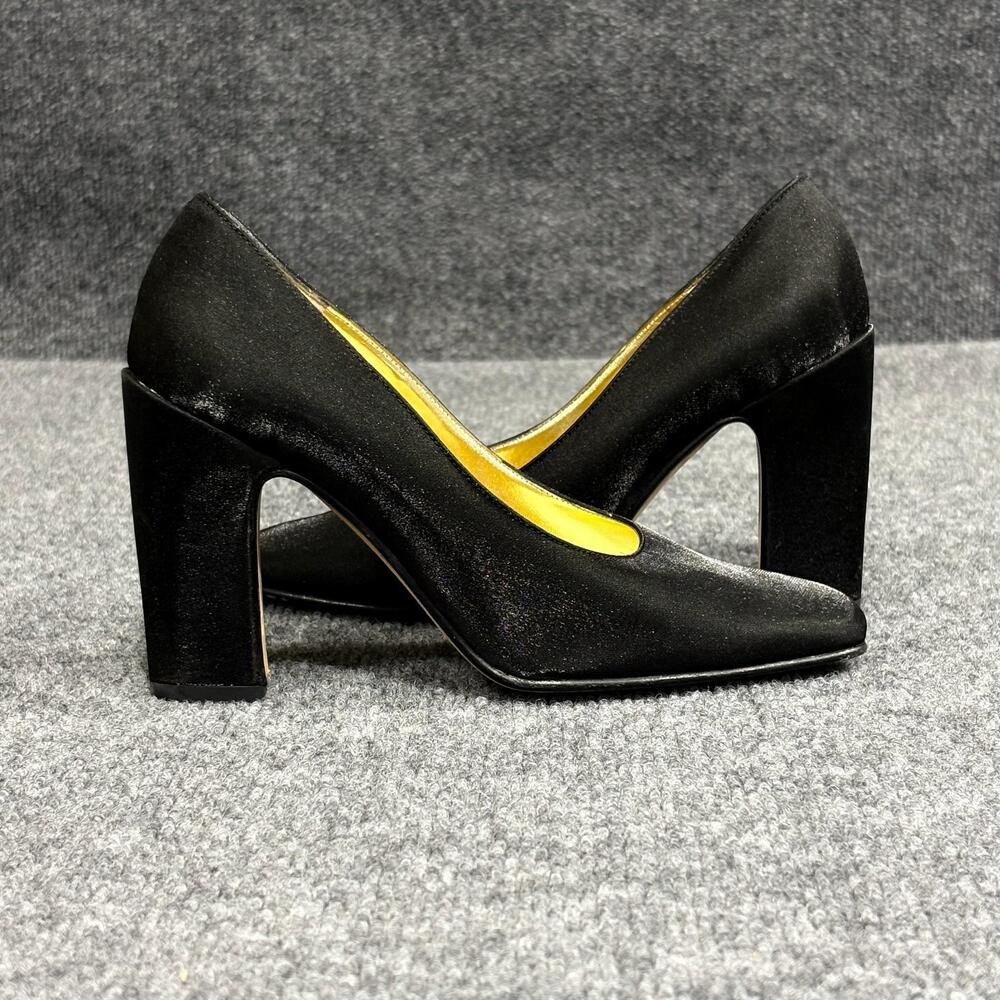 D'Rossana Couture Shoes Womens 5.5 EU 36 Black Leather Block Heel Pumps Italy